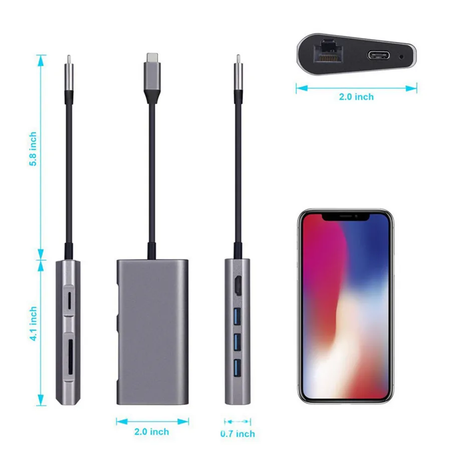 Док адаптер Baolyda Thunderbolt 3 USB Type C to 0 концентратор HDMI конвертер для MacBook Huawei Mate 20 P20 Pro