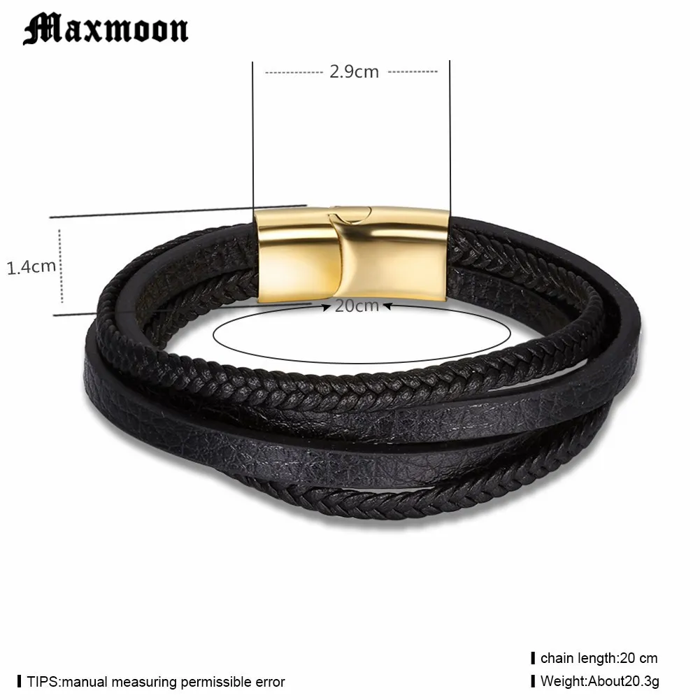 Браслеты и браслеты Maxmoon мужские кожаные из нержавеющей стали плетеный Канат