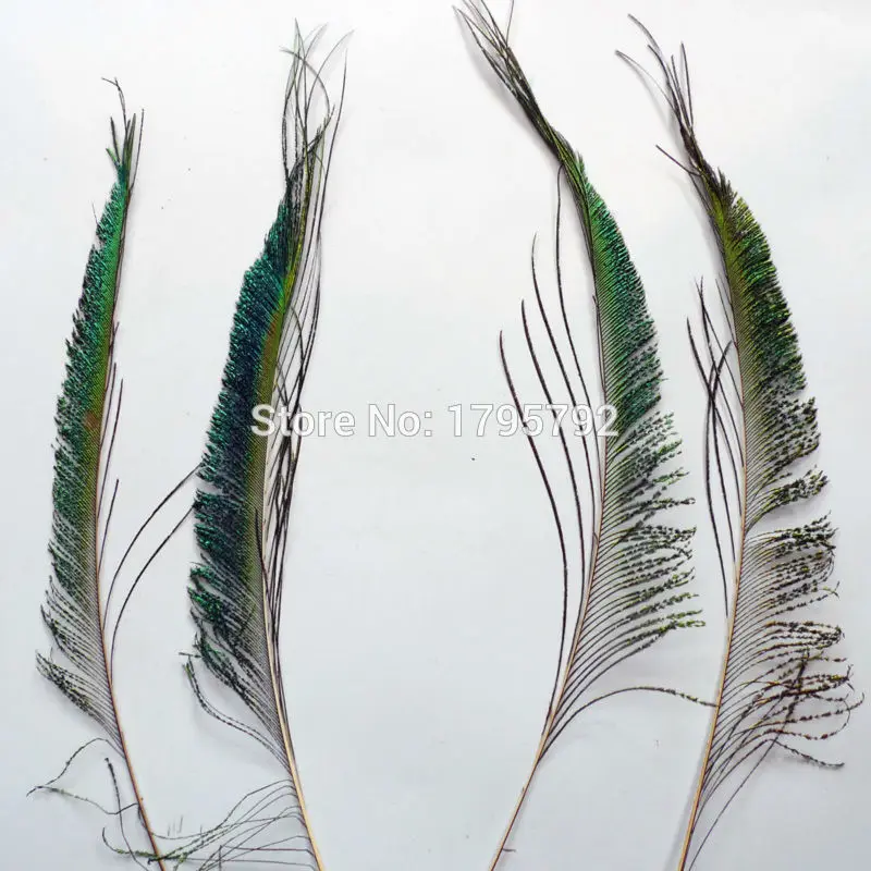 100pcs Peacock Sword Feathers Symmetrical 25-30cm Natural Green Iridescent Plumas for Left &amp Right Crafts decorations Plumes | Дом и сад