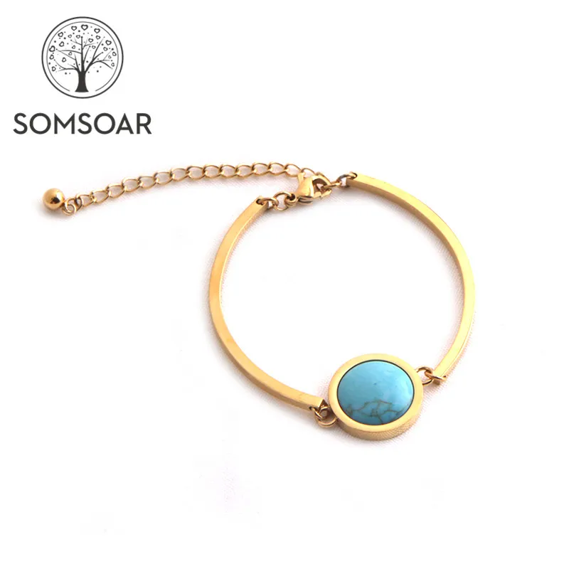 

"PRESELL PRODUCT" Somsoar Jewelry Золотой натуральный камень из нержавеющей стали чакра браслет для монет оптовая продажа 50 шт./лот