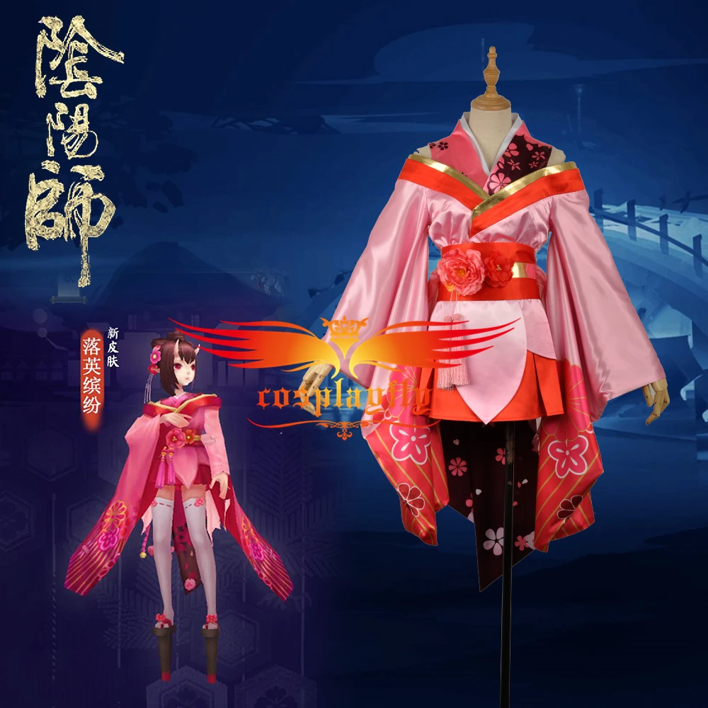 Японский ручной Тур Onmyoji персиковый цвет Банши кожа павшие цветы розовое платье