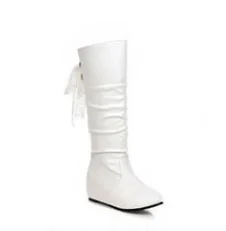 Женские сапоги с острым носком на высоком каблуке кружевом и узлом ботинки