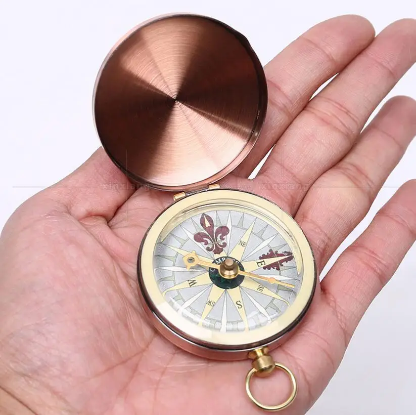 

Copper Camp Present Compass Pocket Watch Style Advertising promotion Gift Foldable Luminous Outdoor compass for Children Student