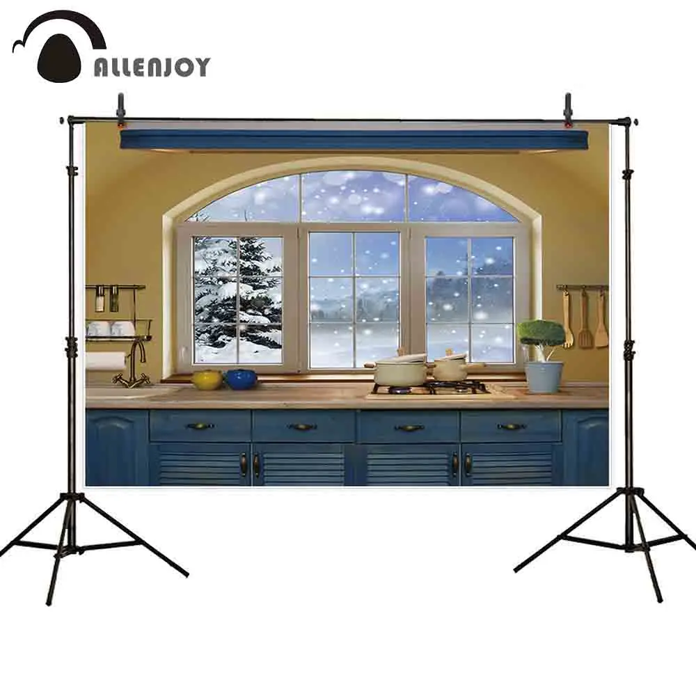 Allenjoy Рождественский кухонный фон для фотостудии зимний Снежный