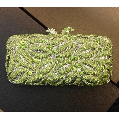 Green Вечерние клатчи с кристаллами зеленые сумки для женщин хрустальные кошельки Роскошные модные женские клатчи со стразами дамские сумочки - Цвет: Green