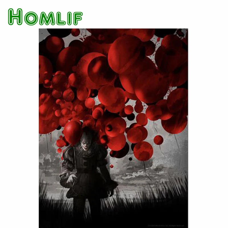 HOMLIF 5D DIY Алмазная картина крестиком ужас Хэллоуин подарок домашний декор вышивка