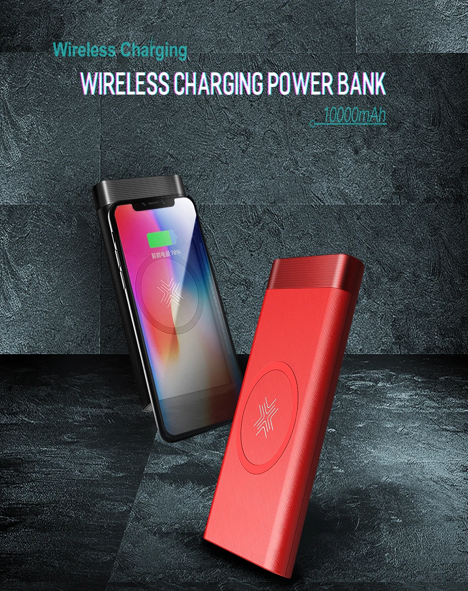 ROCK power Bank 10000 мАч QI Беспроводное зарядное устройство портативное Внешнее зарядное устройство для iPhone XR X Xs Max 8 samsung S8 S9 Xiaomi