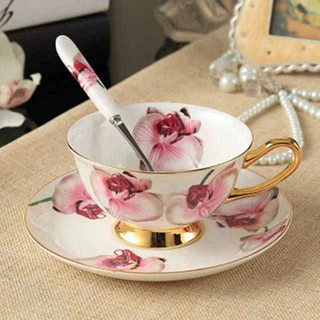 Style G YeFine, керамические чашки для чая и блюдца, чашка для кофе из костяного фарфора с поддоном, фарфоровая посуда для напитков, набор, Прямая поставка - Цвет: Style G