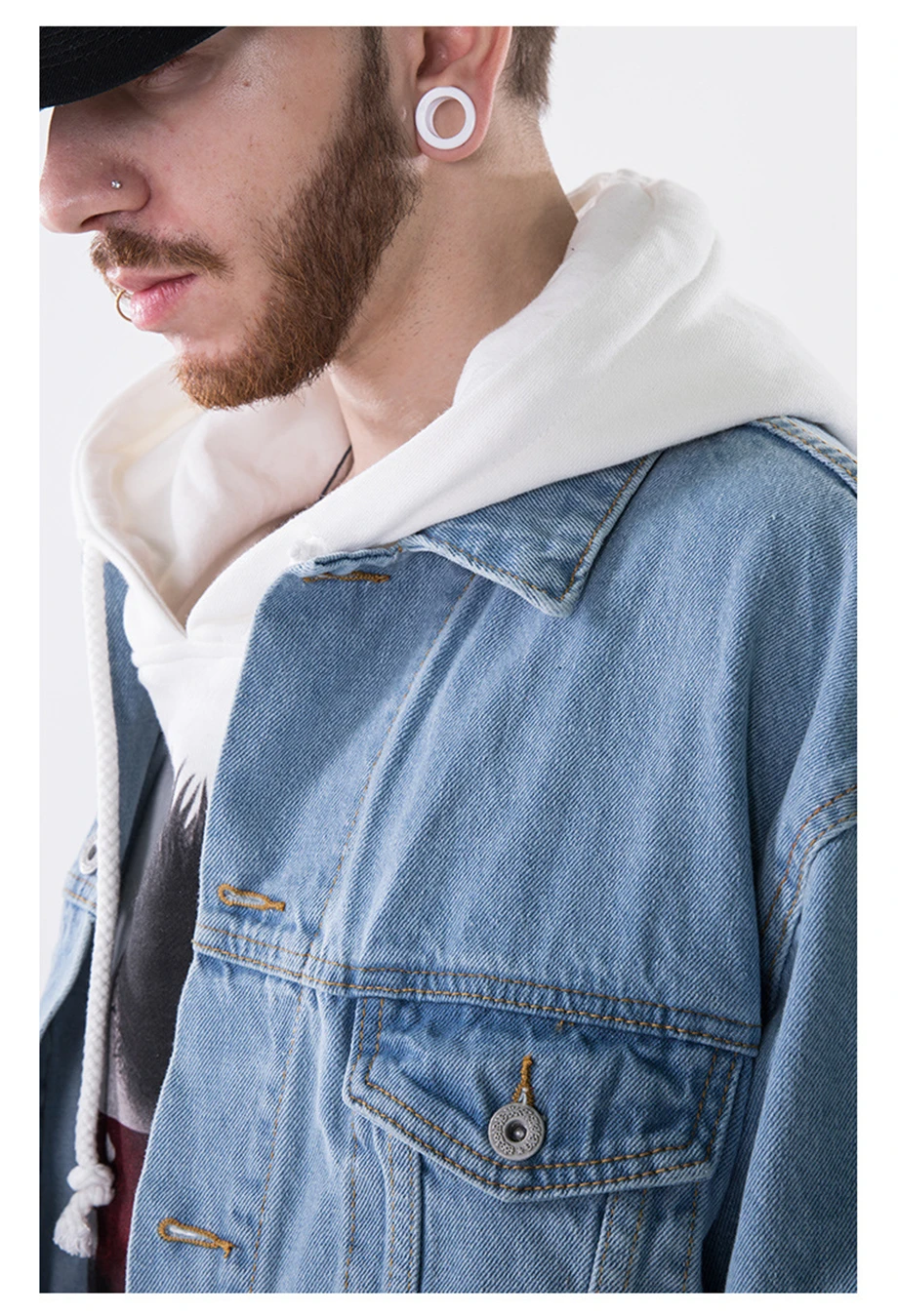 Autumn Hip Hop Denim Jacket Men Print Jeans Jackets Streetwear Fashion Casual Cotton Coat Male HZ021