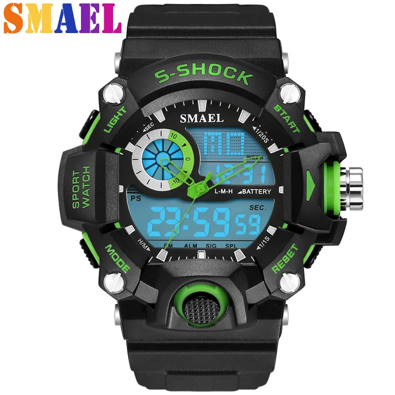 2018 мужские спортивные светодиодный светодиодные цифровые кварцевые часы 5ATM S Shock
