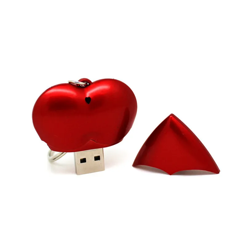 Новый пластиковый USB флеш накопитель с красным сердцем 128 Мб 4 ГБ 8 16 32 Подарочный