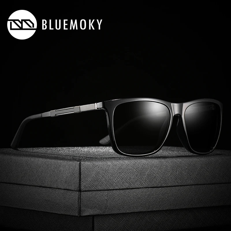 Мужские поляризованные солнцезащитные очки BLUEMOKY UV400 для вождения, Черные Квадратные Солнцезащитные очки для мужчин, Полароид, брендовые солнцезащитные очки для мужчин