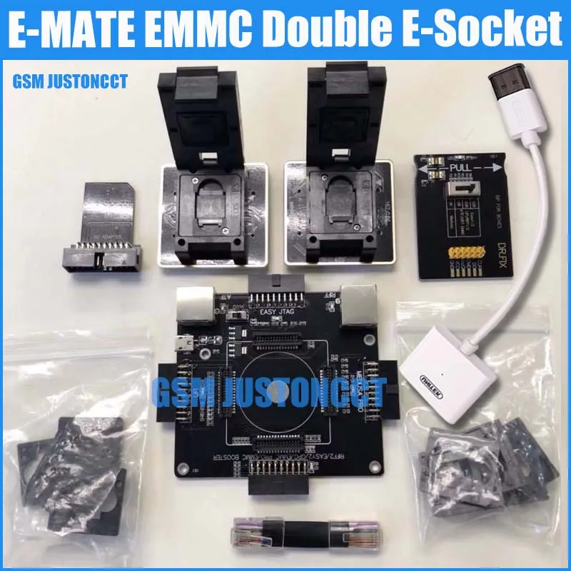 Новые оригинальные E-MATE коробка памяти на носителе EMMC BGA 8 IN1 Поддержка BGA100 136 168 153 169 162 186 221 529 254 для легкий JTAG плюс UFI коробка центробежный насос