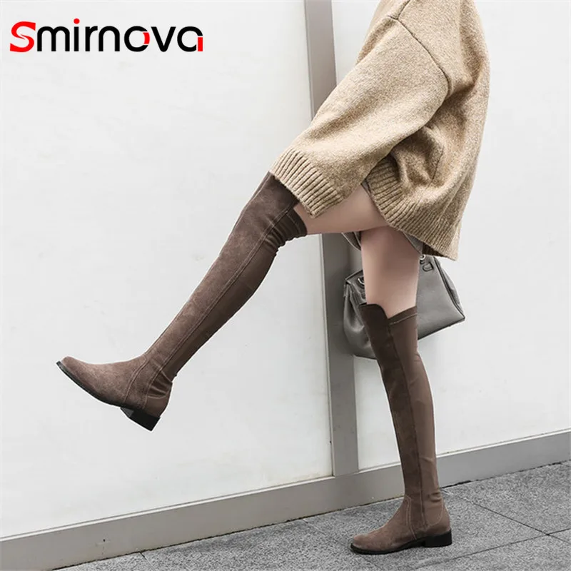 Smirnova Новое поступление 2020 зимние теплые высокие сапоги до бедра женские