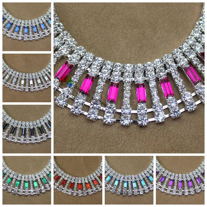Набор разноцветных багетов цепочка из чешского хрусталя стразы для костюма