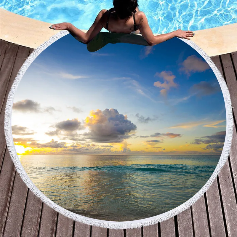 23 Styles Island Scenery Beach Towel for Women Vacation Travel Sunny Sky White Clouds Soft Swimming Yoga Mat |