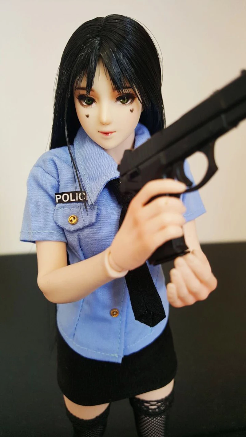 

1/6 Policewomen's Uniforms Shirt Skirt Tie Stockings for 12'' Bodies