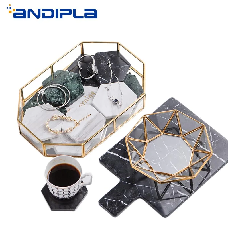 Европейский стиль винтажный металлический стеклянный лоток для ювелирных