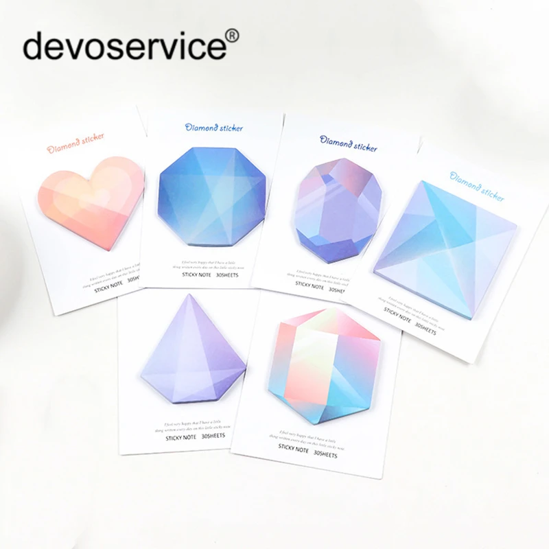 

6 шт./лот бриллиантовые наклейки 30 листов, блоки-notes, наклейки с переходом цвета, канцелярские принадлежности