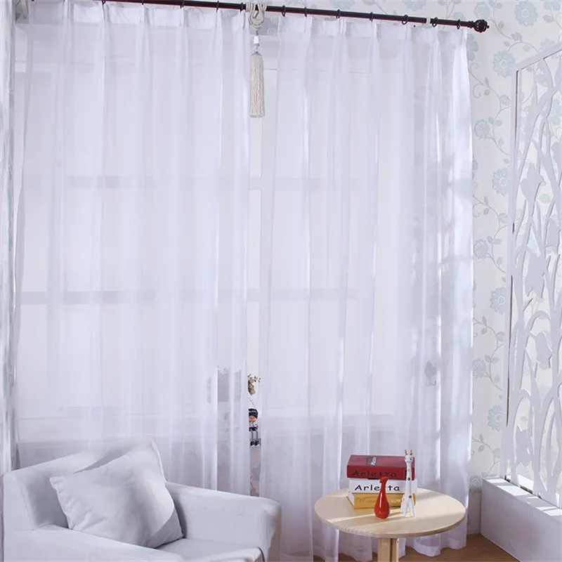 300cm Height Modern Sheer Curtains Solid White Yarn Tulle Drapes for Living Room Bedroom Kitchen cortinas para la sala