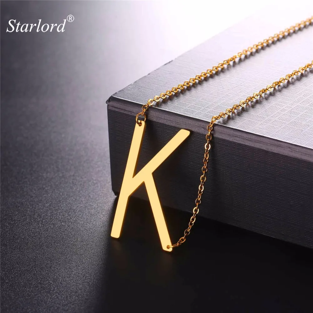 

Starlord Letter K Pendants&Necklaces For Women Men Stainless Steel Necklace Fashion Personalized Gift Alphabet Jewelry GP2611