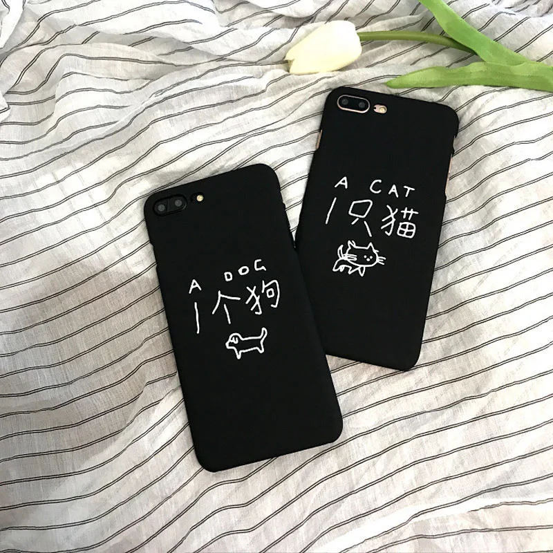 Чехол JiBan с китайским английским буквенным принтом Собака и кошка для iphone 8