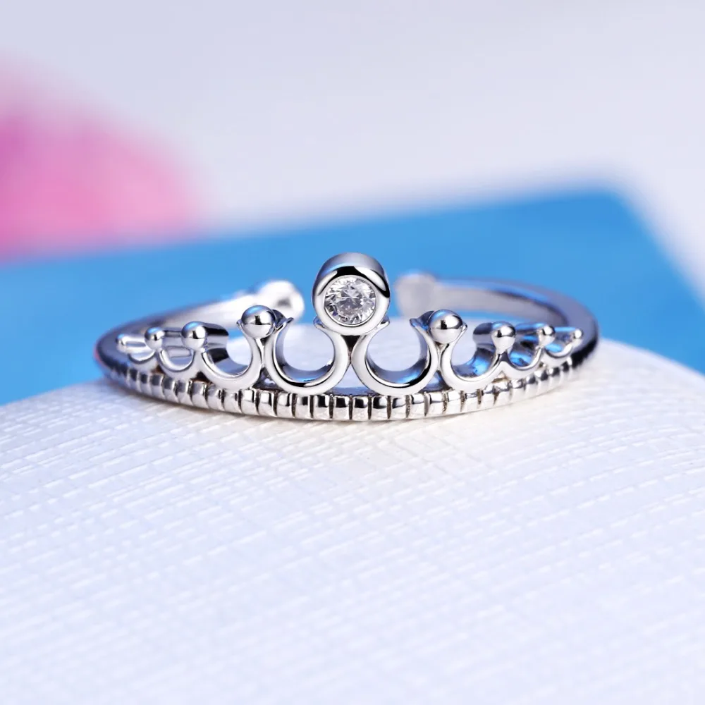 Hesiod Romantic Full Crystal Rhinestone Zircon Engagement Ring Silver Color Crown Rings Graceful Women Finger Wholesale | Украшения и