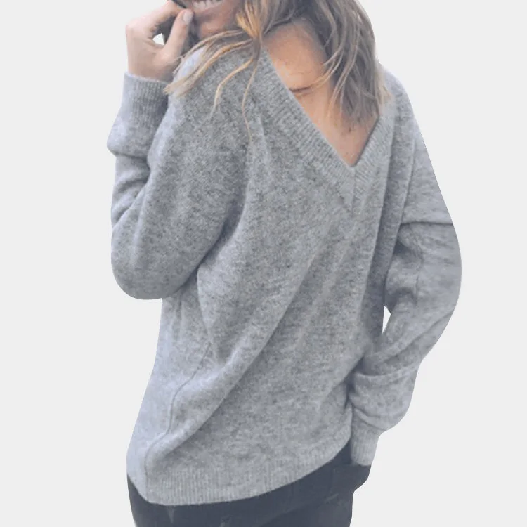 Женский бархатный свитер розовый кашемировый пуловер с v-образным вырезом и