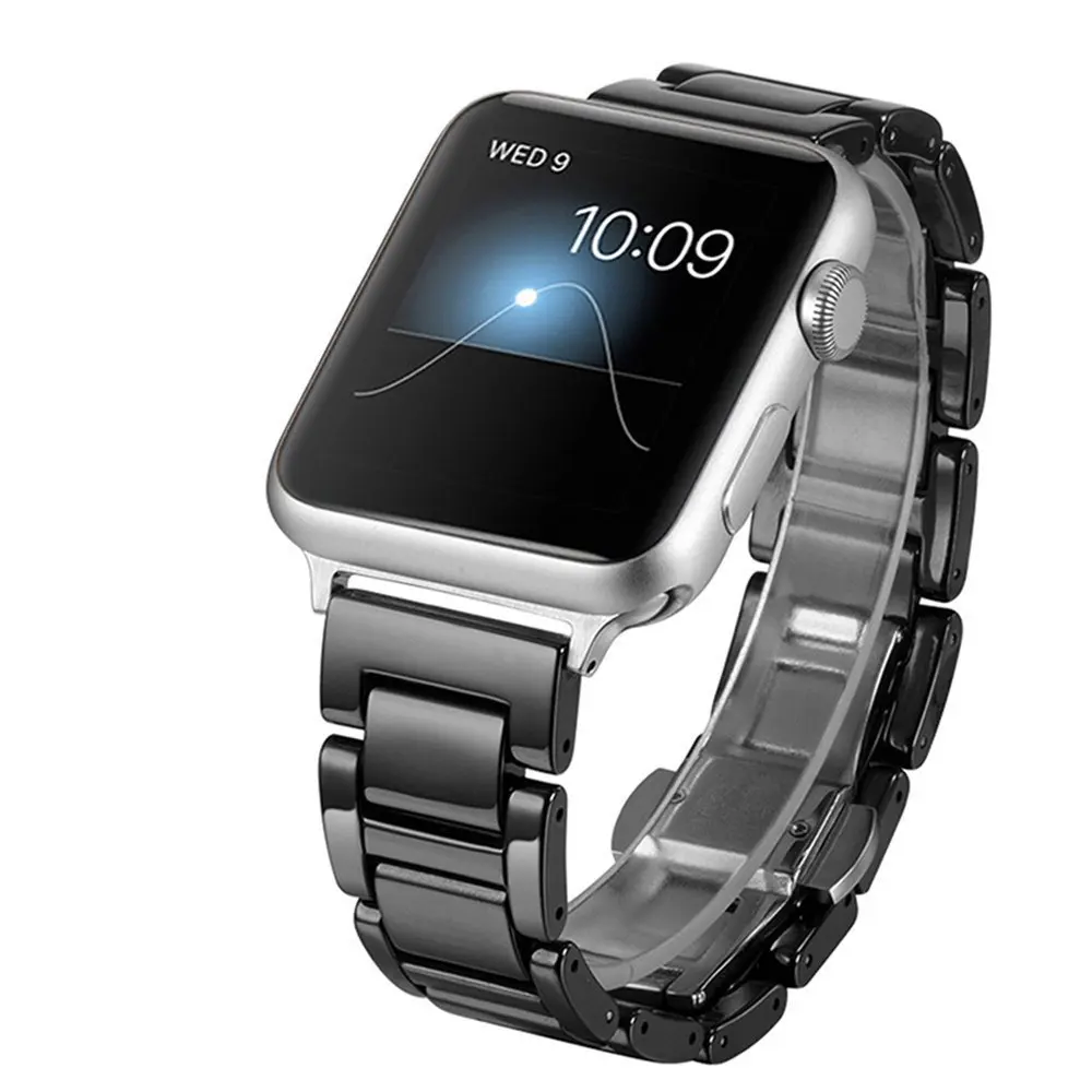 Керамика ремешок для наручных часов для Apple Watch iwatch 38/42/40/44 мм, сопутствующий Браслет Бабочка туфли с ремешком и пряжкой глянцевый ремешок для смарт-часов серии 5 4 3 2 1
