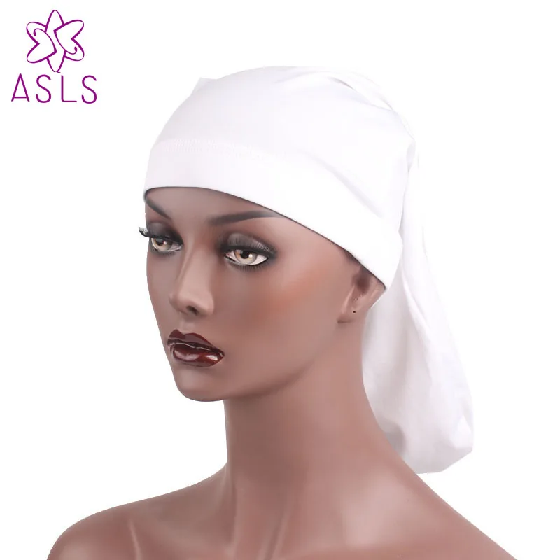 

Fashion Unisex Open Back Spandex Strong Elasticity Solid Dreadlocks Cap Beanie Hat Men Women Slouch Hat Long Cylinder Sleep Cap