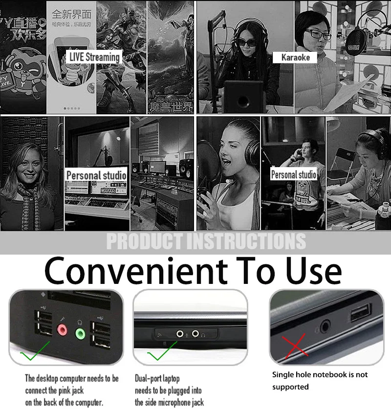 FELYBY микрофон для караоке проводной студийный HD с шумоподавлением настольный USB 3 5