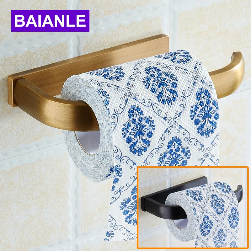 

Toilet Paper Holder Antique Brass Bathroom Roll Paper Holder Black Paper Towel Holder Rack Wall Mounted WC Tissue Paper Holder