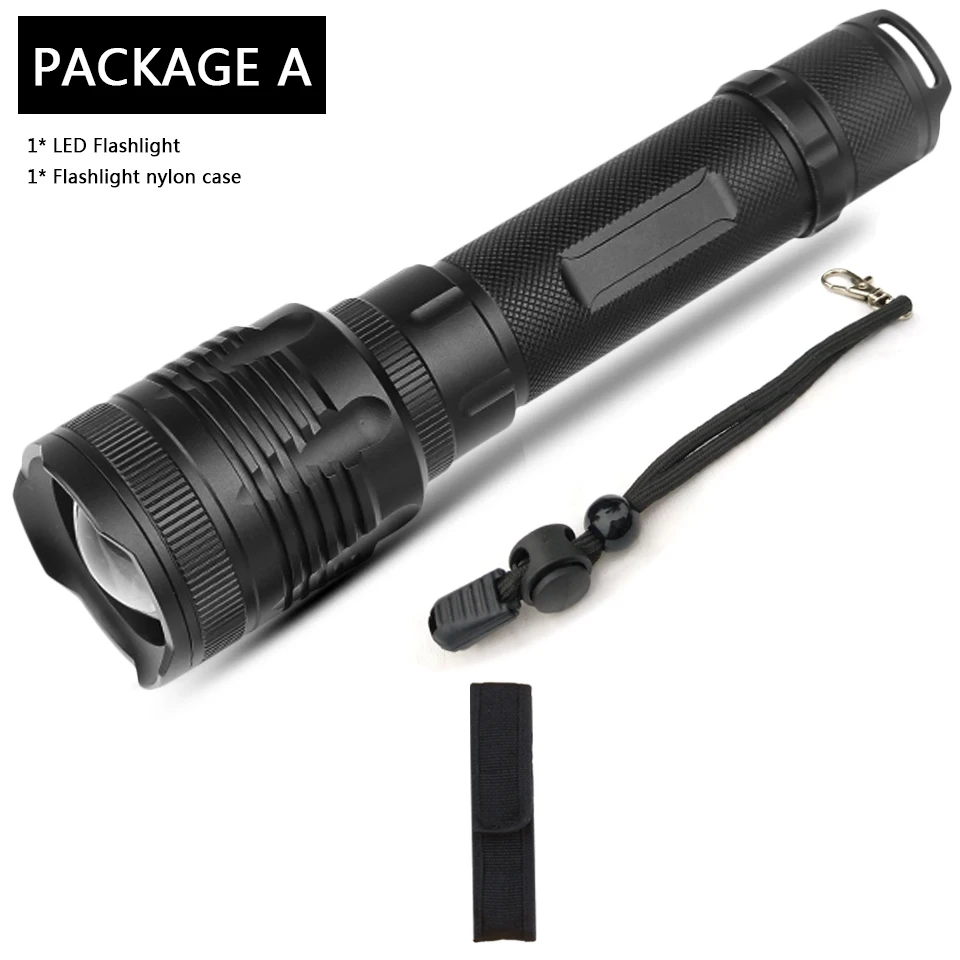 Package A Ультра яркий CREE XLamp XHP70.2 3200LM светодиодный фонарик водонепроницаемый масштабируемый светильник 18650 или 26650 перезаряжаемый аккумулятор - Испускаемый цвет: Package A