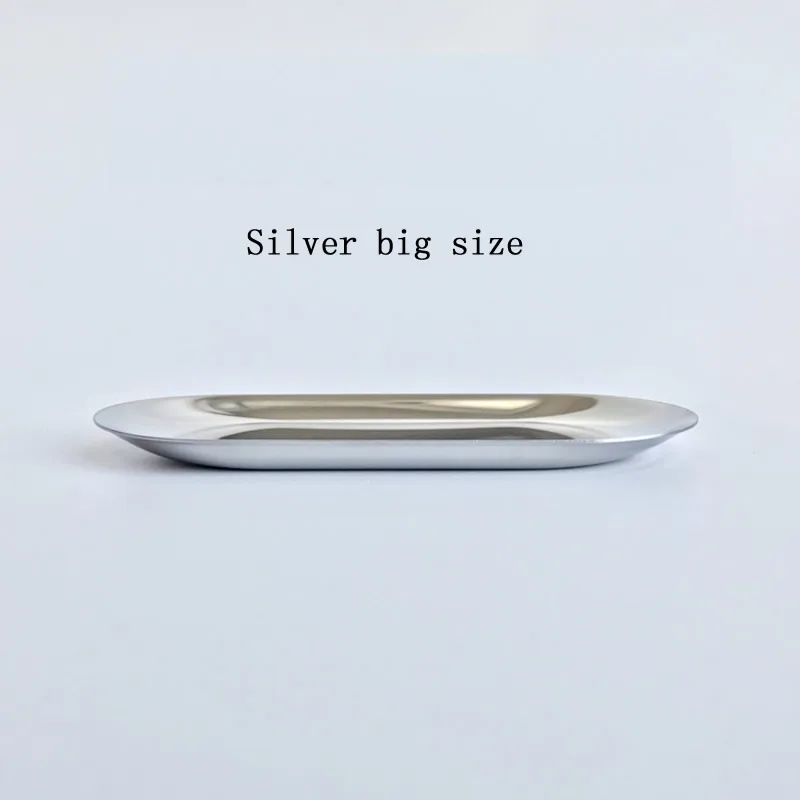 silver big Овальный поднос из нержавеющей стали круглой формы для фруктов, кухонные инструменты, посуда для хранения, сервировочная посуда, рождественский подарок, 1 шт - Цвет: silver big