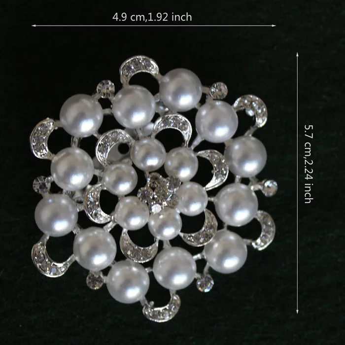 Посеребренная Брошь с искусственным жемчугом стразы женская мода серебряная