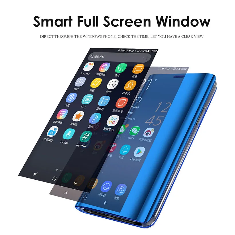 Умный зеркальный чехол s для samsung S6 S7 Edge S8 S9 Plus+ Note 8 Smart View противоударный кронштейн кожаный чехол