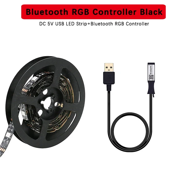 USB Bluetooth Set Светодиодная лента RGB с подсветкой для телевизора, 5050, водонепроницаемая, 5 В, USB, светодиодный, Ленточное освещение с приложением, Bluetooth, контроллер для ТВ, ПК, монитора, Декор - Испускаемый цвет: USB Bluetooth Set