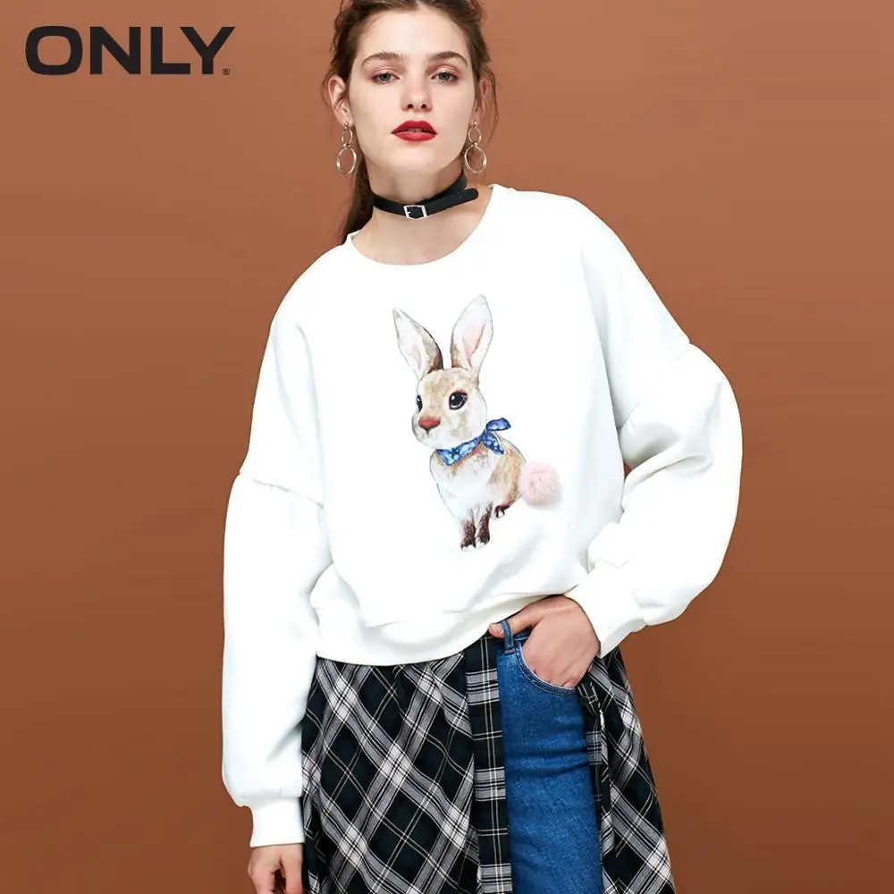 NEW CREAM Только женские осенние новые плюс бархат сладкий кролик фонарь рукав толстовка свободная и удобная толстовка | 11839S539 - Цвет: NEW CREAM