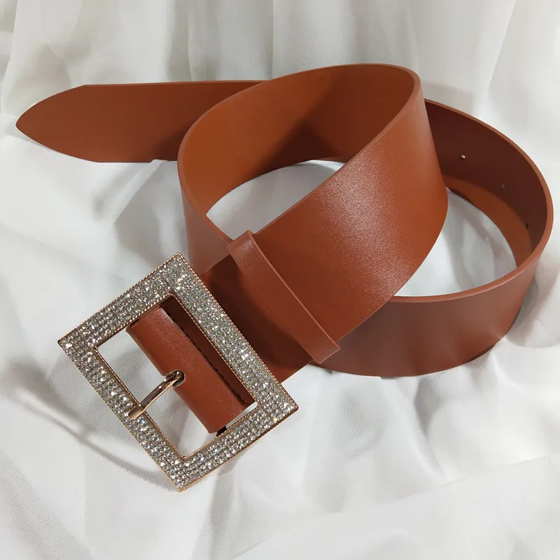 Модные прозрачные кожаные ремни для женщин металлические стразы кристалл пряжка
