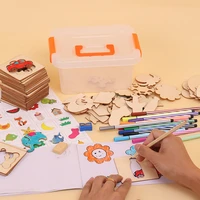 100pcs baby toys diy drawing toys painting stencil templates coloring board children creative doodles early learning toys