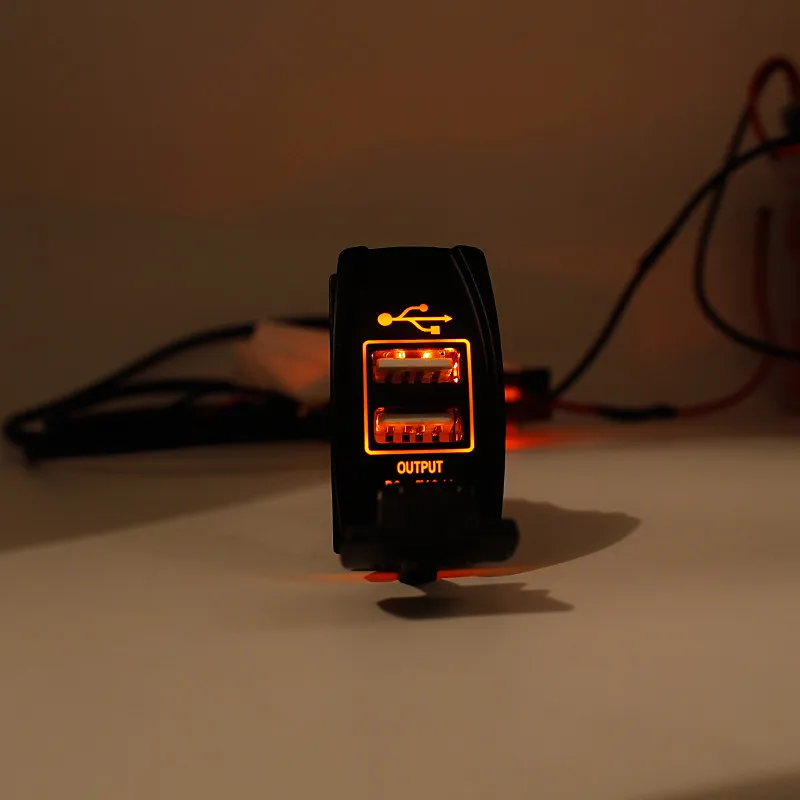 12 V 24 V Авто Лодка аксессуары оранжевый светодиодный двойной USB гнездо адаптера питания Зарядное устройство