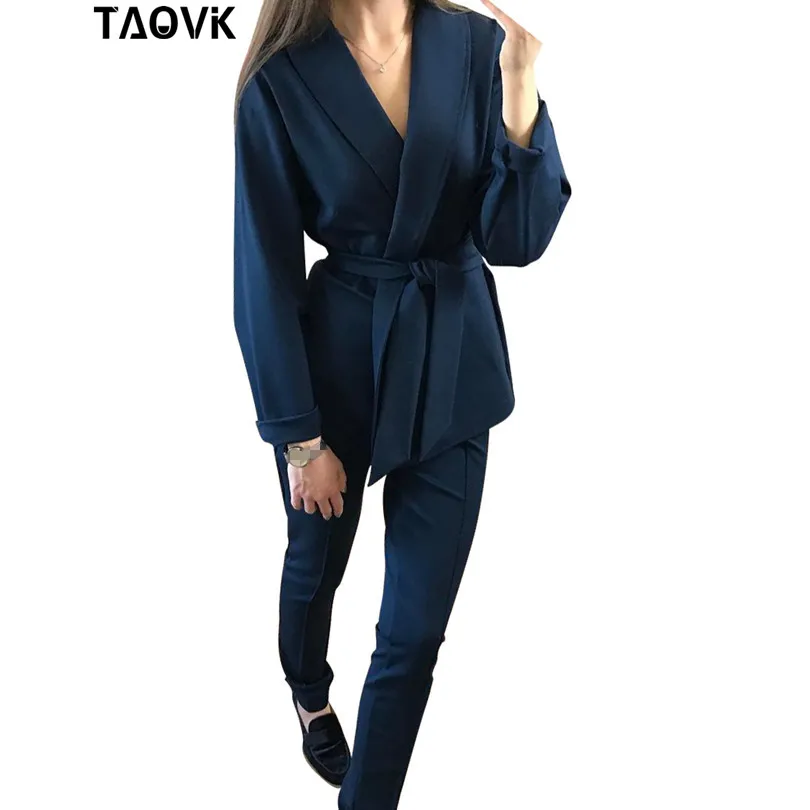 TAOVK Офисные женские туфли брючный костюм Для женщин комплекты блейзер с поясом