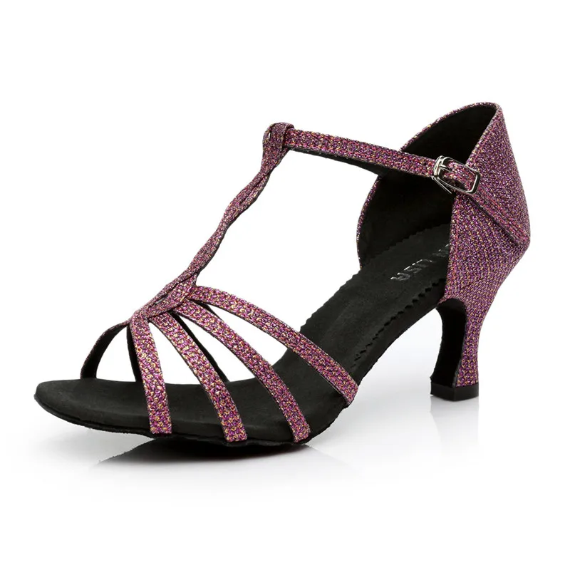 Purple 63mm Heel Танцевальные туфли Sun Lisa/женские танцевальные туфли на высоком каблуке для сальсы, танго, бальных танцевальных туфель для латиноамериканских танцев - Цвет: Purple 63mm Heel