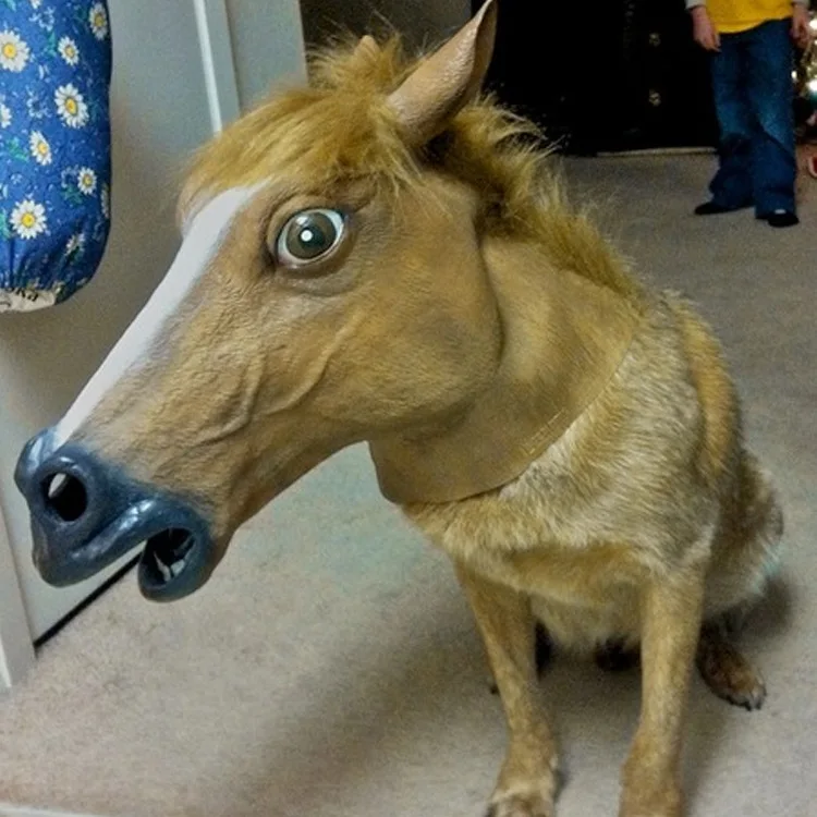 Горячая Распродажа маска для головы лошади жуткая меховая грива латексная