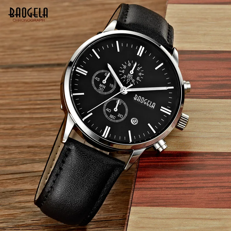 BAOGELA модные спортивные мужские часы с хронографом Топ бренд Роскошные Кварцевые