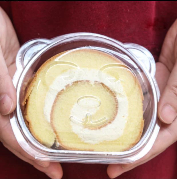 10pcs Lovely Little bear Transparent Swiss Roll Cake Box Wedding Plastic Packaging cute Mini breadbox | Дом и сад