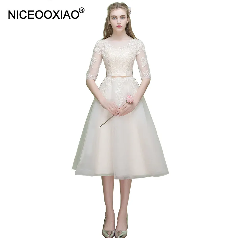 NICEOOXIAO новинка 2019 кружевное длинное вечернее платье цвета слоновой кости с