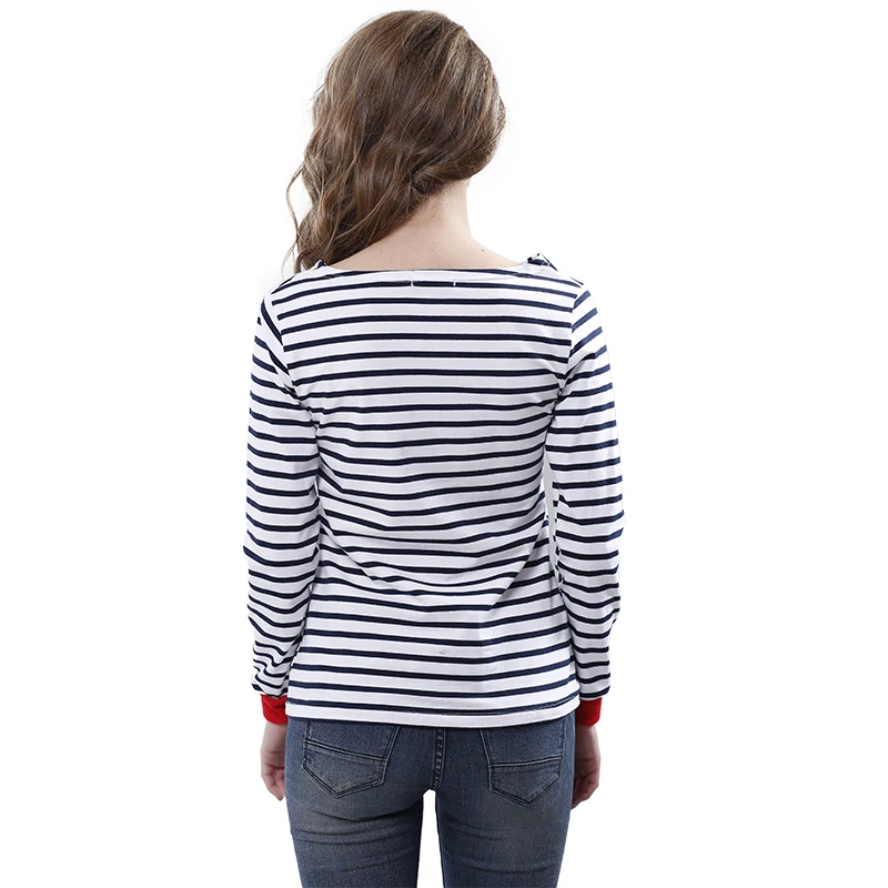 Блузка в полоску Женская Модная Тонкая Повседневная рубашка с длинным рукавом и