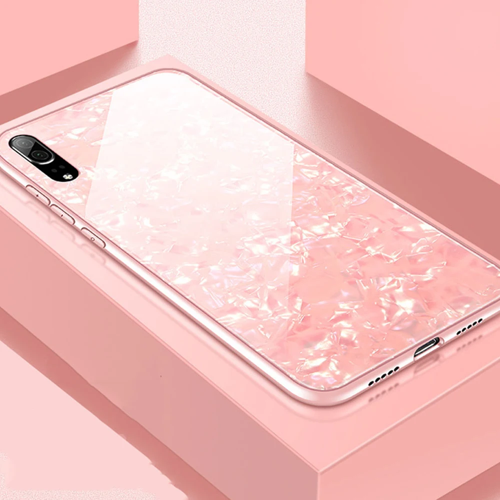 Shell Tempered Glass Phone Case For Apple iPhone X XR XS Max Cute Cover iPhon 8 7 6 6S Plus Fashion Slim Hard Back |