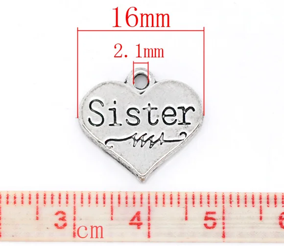 Подвески из цинкового металлического сплава в виде сердца Античные Серебристые